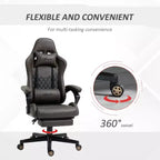 Silla Gaming de Carreras de Piel Sintética con Diseño de Diamante, Silla de Oficina Gamer Reclinable Giratoria con Reposapiés, Soporte Lumbar y Altura Ajustable