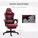 Silla Gaming de Carreras de Piel Sintética con Diseño de Diamante, Silla de Oficina Gamer Reclinable Giratoria con Reposapiés, Soporte Lumbar y Altura Ajustable