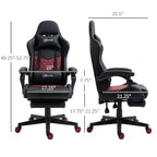 Silla Gaming de Carreras de Piel Sintética con Diseño de Diamante, Silla de Oficina Gamer Reclinable Giratoria con Reposapiés, Soporte Lumbar y Altura Ajustable