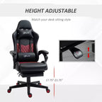 Silla Gaming de Carreras de Piel Sintética con Diseño de Diamante, Silla de Oficina Gamer Reclinable Giratoria con Reposapiés, Soporte Lumbar y Altura Ajustable
