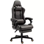 Silla Gaming de Carreras de Piel Sintética con Diseño de Diamante, Silla de Oficina Gamer Reclinable Giratoria con Reposapiés, Soporte Lumbar y Altura Ajustable