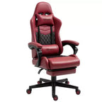 Silla Gaming de Carreras de Piel Sintética con Diseño de Diamante, Silla de Oficina Gamer Reclinable Giratoria con Reposapiés, Soporte Lumbar y Altura Ajustable