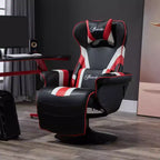 Sillón de oficina gaming, estilo racing con reposapiés y soporte lumbar/blanco/rojo
