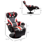 Sillón de oficina gaming, estilo racing con reposapiés y soporte lumbar/blanco/rojo