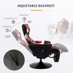 Sillón de oficina gaming, estilo racing con reposapiés y soporte lumbar/blanco/rojo