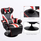 Sillón de oficina gaming, estilo racing con reposapiés y soporte lumbar/blanco/rojo