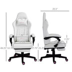 Silla Gaming de Cuero PU con Respaldo Alto, Silla de Ordenador de Carreras con Ruedas Giratorias, Reposapiés Retráctil, Reposacabezas, Soporte Lumbar y Reposabrazos