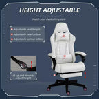 Silla Gaming de Cuero PU con Respaldo Alto, Silla de Ordenador de Carreras con Ruedas Giratorias, Reposapiés Retráctil, Reposacabezas, Soporte Lumbar y Reposabrazos