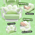 Silla giratoria de juego Okak moderna y linda con diseño de gato y cojín lumbar con forma de pata, silla de oficina ergonómica de respaldo alto para adultos