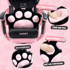 Silla giratoria de juego Okak moderna y linda con diseño de gato y cojín lumbar con forma de pata, silla de oficina ergonómica de respaldo alto para adultos