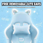 Silla giratoria de juego Okak moderna y linda con diseño de gato y cojín lumbar con forma de pata, silla de oficina ergonómica de respaldo alto para adultos