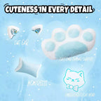 Silla giratoria de juego Okak moderna y linda con diseño de gato y cojín lumbar con forma de pata, silla de oficina ergonómica de respaldo alto para adultos