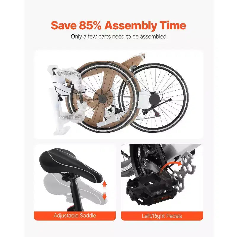 Bicicleta de Carretera de Acero al Carbono de 21 Velocidades con Transmisión Shimano, Neumáticos 700x25C, Manillar de Carretera, Bicicleta Urbana