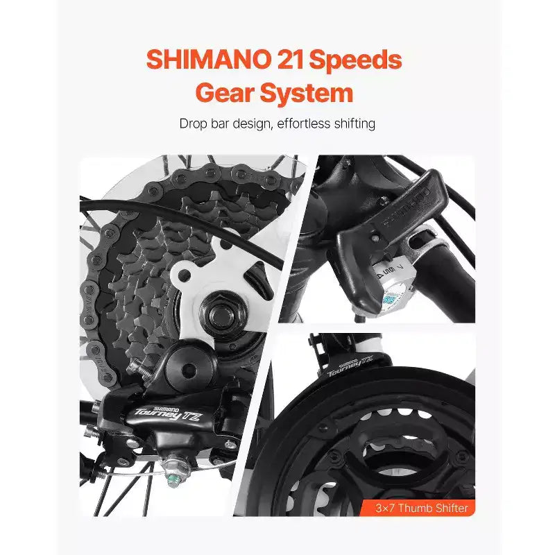 Bicicleta de Carretera de Acero al Carbono de 21 Velocidades con Transmisión Shimano, Neumáticos 700x25C, Manillar de Carretera, Bicicleta Urbana