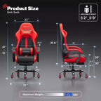 RSPGAME Sillas ergonómicas básicas para juegos de adultos, sillas de oficina de cuero PU con soporte lumbar, cojín de muelles ensacados y reposapiés retráctil