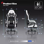 RSPGAME Sillas ergonómicas básicas para juegos de adultos, sillas de oficina de cuero PU con soporte lumbar, cojín de muelles ensacados y reposapiés retráctil