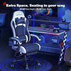 RSPGAME Sillas ergonómicas básicas para juegos de adultos, sillas de oficina de cuero PU con soporte lumbar, cojín de muelles ensacados y reposapiés retráctil