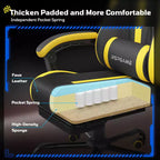 RSPGAME Sillas ergonómicas básicas para juegos de adultos, sillas de oficina de cuero PU con soporte lumbar, cojín de muelles ensacados y reposapiés retráctil