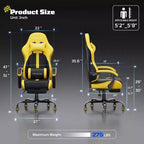 RSPGAME Sillas ergonómicas básicas para juegos de adultos, sillas de oficina de cuero PU con soporte lumbar, cojín de muelles ensacados y reposapiés retráctil