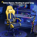 RSPGAME Sillas ergonómicas básicas para juegos de adultos, sillas de oficina de cuero PU con soporte lumbar, cojín de muelles ensacados y reposapiés retráctil