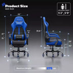 RSPGAME Sillas ergonómicas básicas para juegos de adultos, sillas de oficina de cuero PU con soporte lumbar, cojín de muelles ensacados y reposapiés retráctil