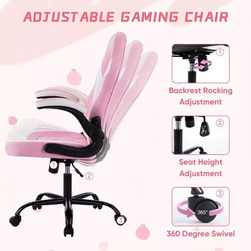 Silla ergonómica para juegos TUYOHW, silla de oficina con respaldo en forma de S con modo balancín y altura ajustable, espuma de alta resistencia