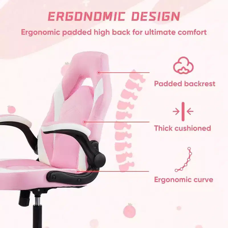 Silla ergonómica para juegos TUYOHW, silla de oficina con respaldo en forma de S con modo balancín y altura ajustable, espuma de alta resistencia