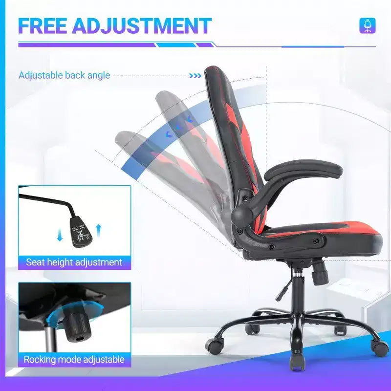Silla ergonómica para juegos TUYOHW, silla de oficina con respaldo en forma de S con modo balancín y altura ajustable, espuma de alta resistencia