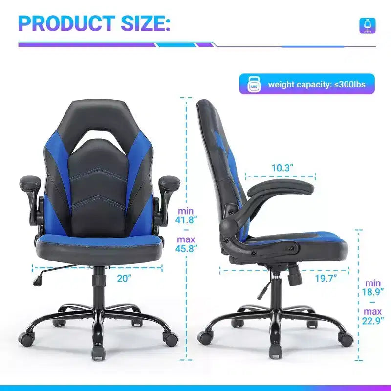 Silla ergonómica para juegos TUYOHW, silla de oficina con respaldo en forma de S con modo balancín y altura ajustable, espuma de alta resistencia