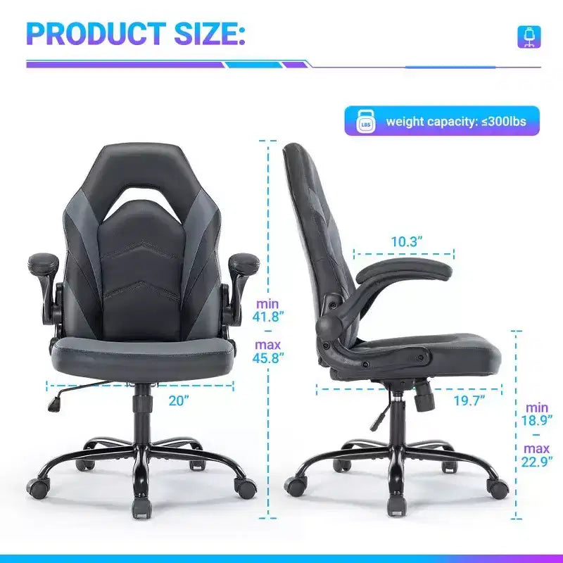 Silla ergonómica para juegos TUYOHW, silla de oficina con respaldo en forma de S con modo balancín y altura ajustable, espuma de alta resistencia