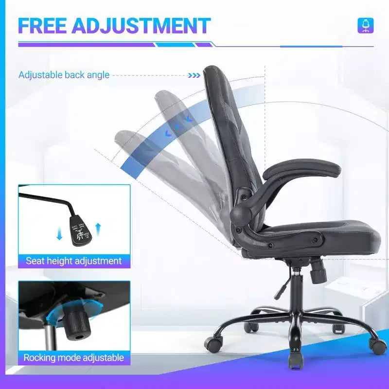 Silla ergonómica para juegos TUYOHW, silla de oficina con respaldo en forma de S con modo balancín y altura ajustable, espuma de alta resistencia