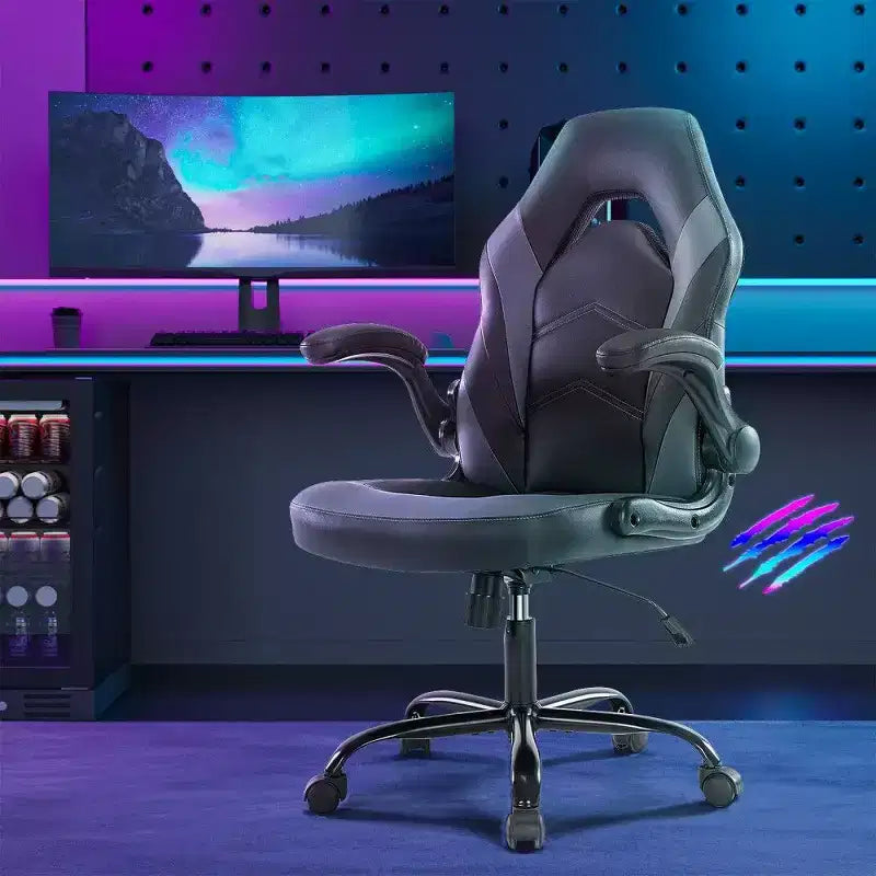 Silla ergonómica para juegos TUYOHW, silla de oficina con respaldo en forma de S con modo balancín y altura ajustable, espuma de alta resistencia