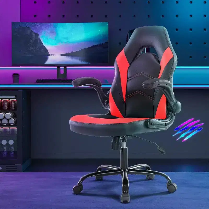 Silla ergonómica para juegos TUYOHW, silla de oficina con respaldo en forma de S con modo balancín y altura ajustable, espuma de alta resistencia