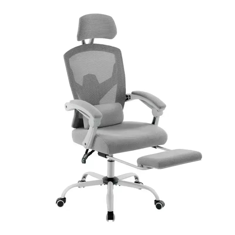 TUYOHW Silla de oficina de malla giratoria con ruedas, silla de oficina con reposapiés retráctil, silla de juegos con cojín de soporte lumbar para oficina