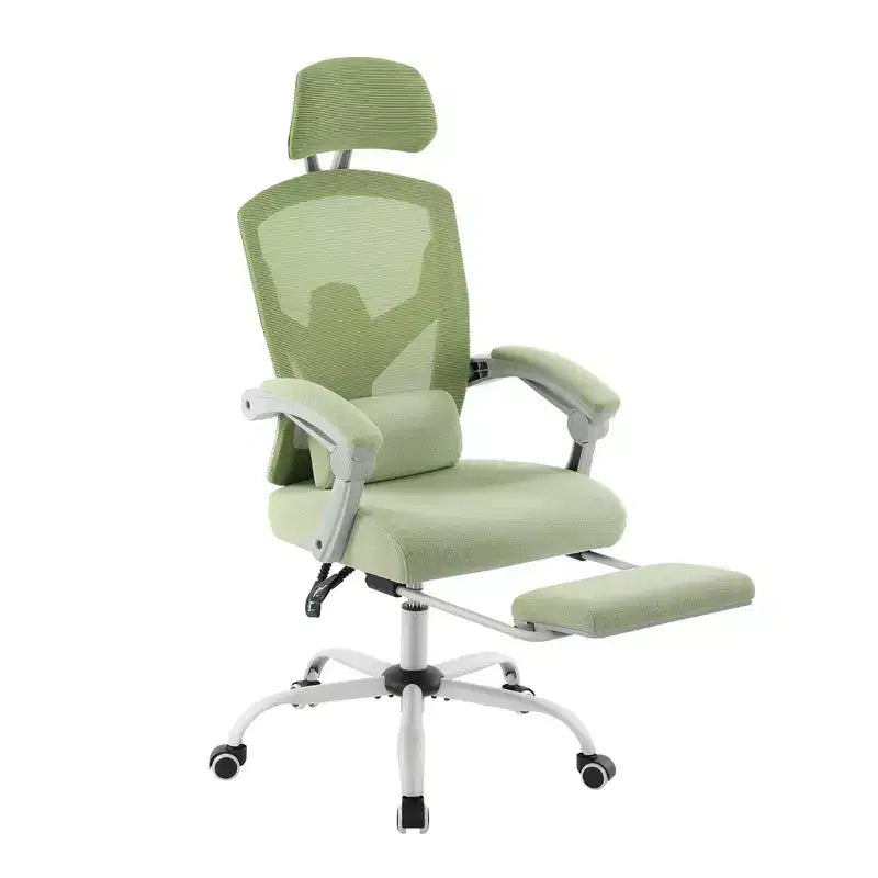 TUYOHW Silla de oficina de malla giratoria con ruedas, silla de oficina con reposapiés retráctil, silla de juegos con cojín de soporte lumbar para oficina