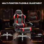Silla giratoria de piel sintética TUYOHW con diseño de rejilla, reposapiés y soporte lumbar, silla de oficina con reposabrazos fijos, silla para videojuegos para oficina