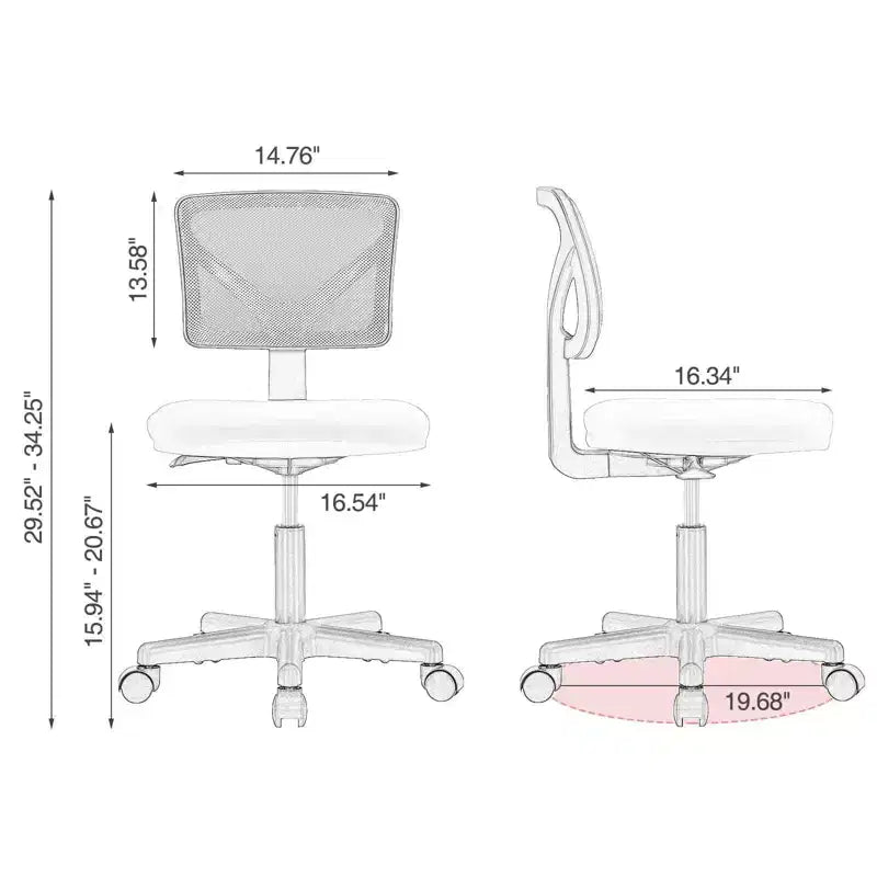 Silla giratoria de malla entrecruzada TUYOHW con ruedas, silla de oficina con altura ajustable y soporte lumbar, silla gamer con respaldo bajo para oficina