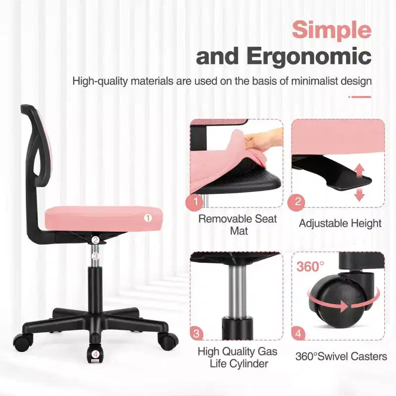 Silla giratoria de malla entrecruzada TUYOHW con ruedas, silla de oficina con altura ajustable y soporte lumbar, silla gamer con respaldo bajo para oficina