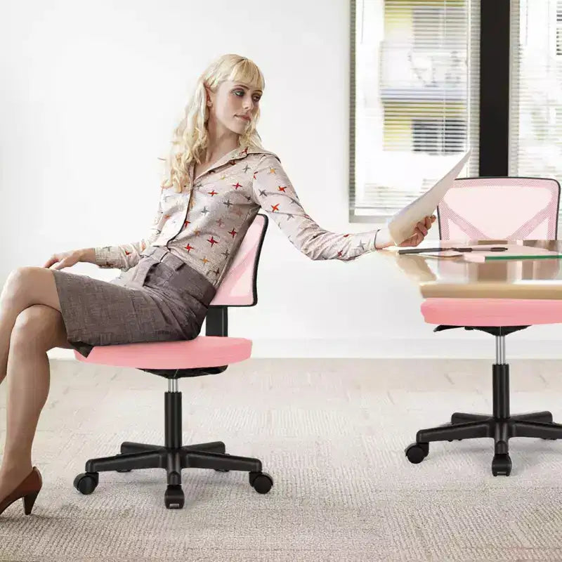 Silla giratoria de malla entrecruzada TUYOHW con ruedas, silla de oficina con altura ajustable y soporte lumbar, silla gamer con respaldo bajo para oficina