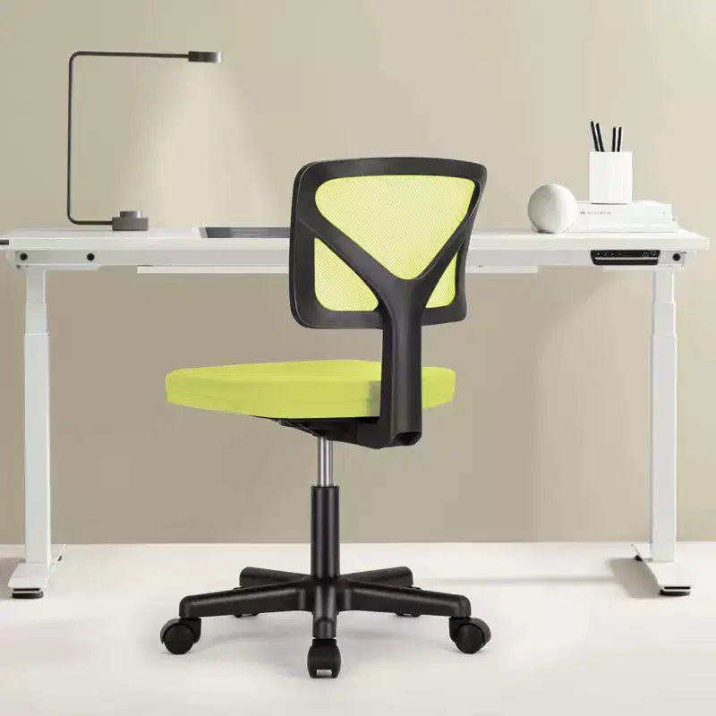 Silla giratoria de malla entrecruzada TUYOHW con ruedas, silla de oficina con altura ajustable y soporte lumbar, silla gamer con respaldo bajo para oficina