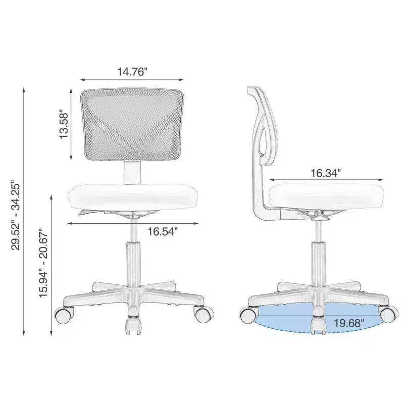 Silla giratoria de malla entrecruzada TUYOHW con ruedas, silla de oficina con altura ajustable y soporte lumbar, silla gamer con respaldo bajo para oficina