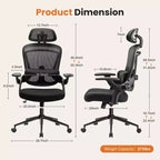 Silla de oficina TUYOHW de malla con diseño entrecruzado y ruedas, silla de oficina con soporte lumbar y reposacabezas ajustables, silla gaming con reposabrazos plegables y suaves para oficina