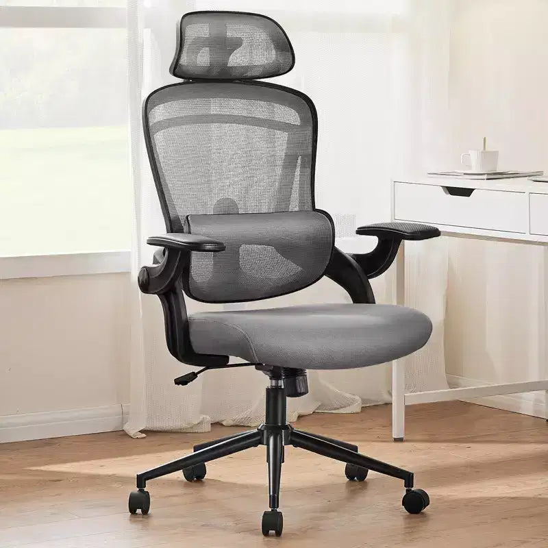 Silla de oficina TUYOHW de malla con diseño entrecruzado y ruedas, silla de oficina con soporte lumbar y reposacabezas ajustables, silla gaming con reposabrazos plegables y suaves para oficina