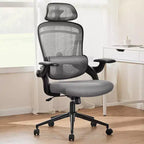 Silla de oficina TUYOHW de malla con diseño entrecruzado y ruedas, silla de oficina con soporte lumbar y reposacabezas ajustables, silla gaming con reposabrazos plegables y suaves para oficina