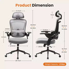 Silla de oficina TUYOHW de malla con diseño entrecruzado y ruedas, silla de oficina con soporte lumbar y reposacabezas ajustables, silla gaming con reposabrazos plegables y suaves para oficina