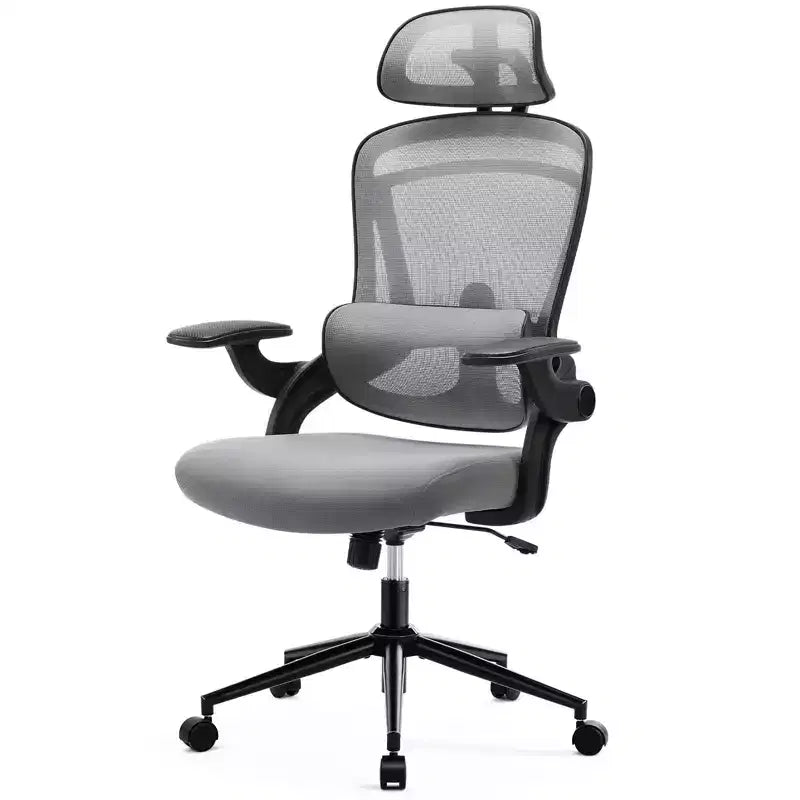Silla de oficina TUYOHW de malla con diseño entrecruzado y ruedas, silla de oficina con soporte lumbar y reposacabezas ajustables, silla gaming con reposabrazos plegables y suaves para oficina