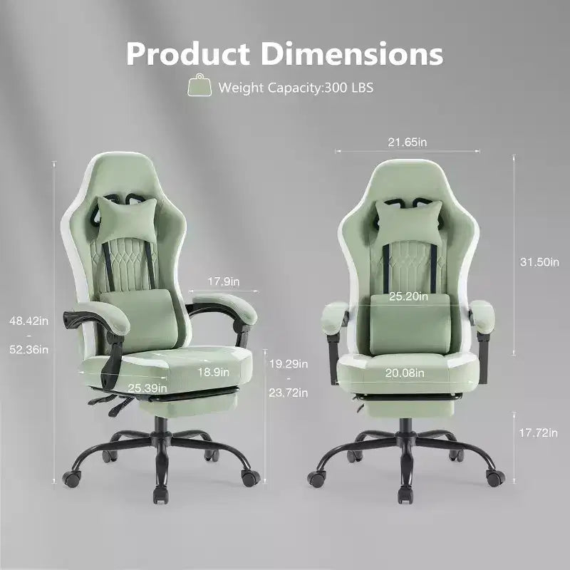 Silla giratoria de microfibra TUYOHW con ruedas, silla de oficina con reposacabezas extraíble y cojín lumbar, silla de juego para oficina