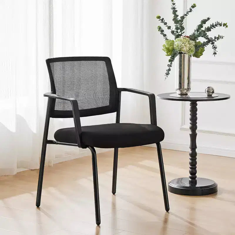 TUYOHW Silla de malla entrecruzada sin ruedas, juego de 1, silla de oficina con soporte lumbar y patas de metal, silla de juego para oficina