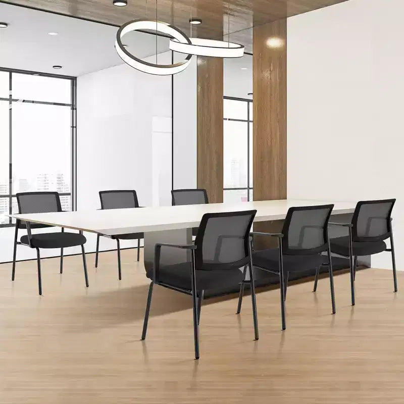 TUYOHW Silla de malla entrecruzada sin ruedas, juego de 1, silla de oficina con soporte lumbar y patas de metal, silla de juego para oficina