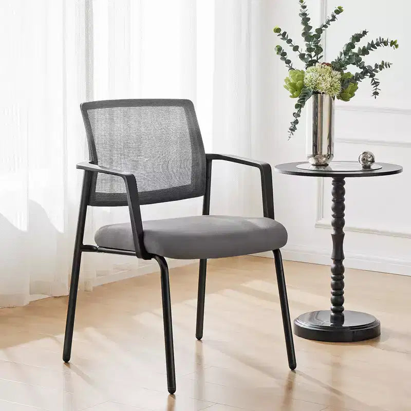 TUYOHW Silla de malla entrecruzada sin ruedas, juego de 1, silla de oficina con soporte lumbar y patas de metal, silla de juego para oficina